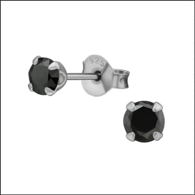 Aramat Jewels | Oorbellen | Echt Zilveren Zirkonia Oorbellen | Zwart | |4mm | Zilver | Kinderen, Volwassenen | Verkleurd niet