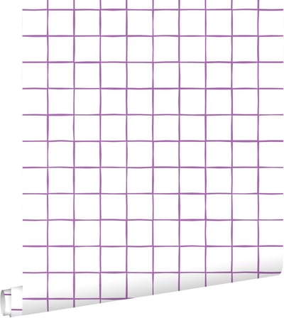 ESTAhome behang geblokt motief paars en wit - 50 x 900 cm - 131276