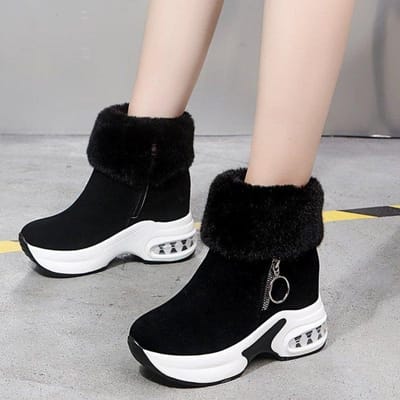 Dames Laarzen Winter Warme Bont Sneakers Platform Sneeuwlaarzen Dames Enkellaarsjes Vrouwelijke Casual Schoenen Enkellaarsjes Voor Dames 39 beige