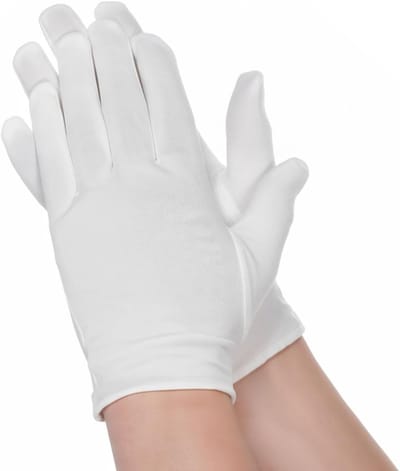 Witte kostuumhandschoenen in bulk, 6 paar nachtvochtige handschoenen voor droge handen, ideaal voor mannen en vrouwen, perfect voor sieraden en munten