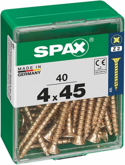 Spax Universele Schroef Yellox Verzonken Kop Pozi - 4x45mm - 40 Stuks