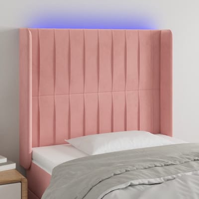 vidaXL - Hoofdbord - LED - 93x16x118/128 - cm - fluweel - roze