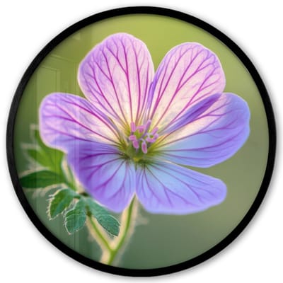 Poster in lijst Rond - Fotolijst 40x40 cm - Posters - Bloem - Close up - Paars - Ronde posterlijst zwart - Decoratie - Wanddecoratie woonkamer - Muurdecoratie slaapkamer