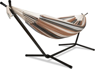 ib style Kalani Hangmat met frame- Hoogteverstelbaar - 200kg Draaggewicht- Bruin
