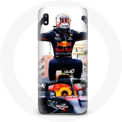 Hoesje voor Samsung Galaxy A10 Formule 1 Max Verstappen F1 coureur zwart rood en geel