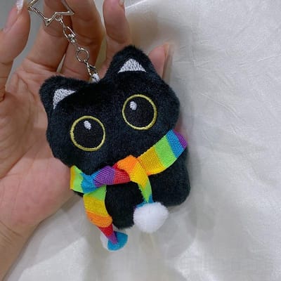 1 Stuks Nieuw Schattig Grote Ogen Zwarte Kat Knijpbare Pluche Speelgoedpop Kleine Hanger Ins Zwarte Kat Poppetje Sleutelhanger Voor Jongen Meisje Verjaardagscadeaus black