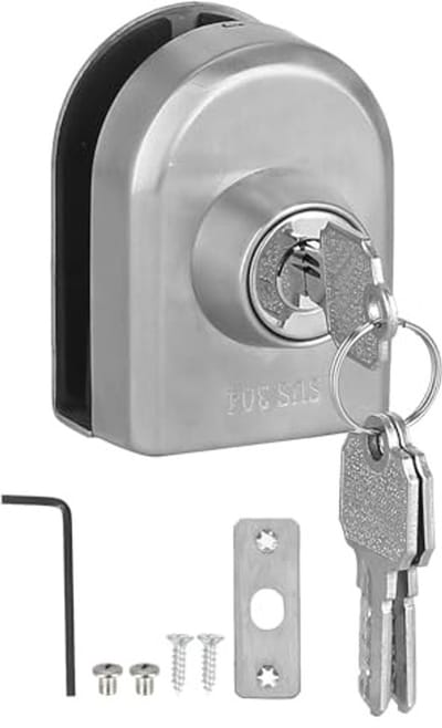 Cosensi- Schuifpoort Slot Antidiefstal - Deurslot Buitendeur - RVS - Eenvoudig te Installeren - Verstevigd - Geschikt voor 10-12mm Glas