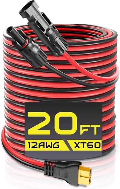 20FT (6m) Zonnekabel met XT60 Adapter voor Zonnepanelen naar Accu en Draagbare Power Stations
