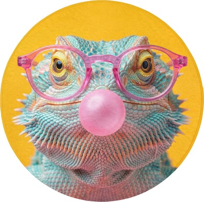 Badmat rond 70x70 cm - Antislip - Kameleon - Kauwgom - Kleurrijk - Badmatten voor badkamer - Badkamermat - Douchemat - Ronde badkamer mat