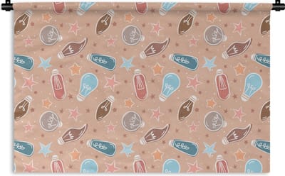 Wandkleed - Wanddoek - Cartoon - Pastel - Patronen - Lamp - 180x120 cm - Wandtapijt