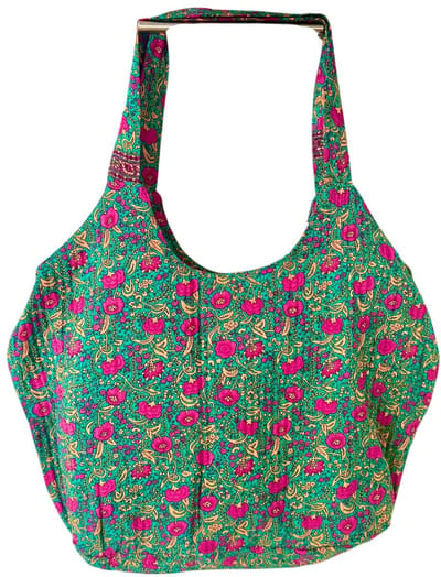 Schoudertas Kantha Gestikt Roze Flowers 49x35 cm