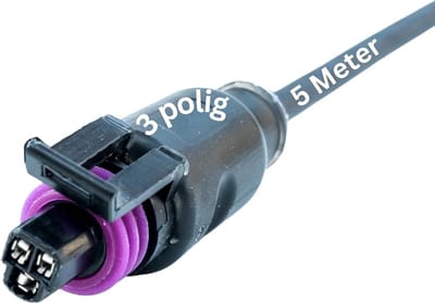 Kalitec Delphi Metri-Pack 3-polig met gegoten 5 meter PUR kabel 3x0,75 mm² zwart I geassembleerde kabel met stopcontact I waterdichte stopcontactbehuizing I voorgemonteerde kabel aansluitklaar