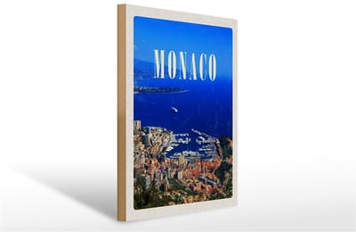 Holzschild Reise 30x40cm Monaco Frankreich Europa Trip