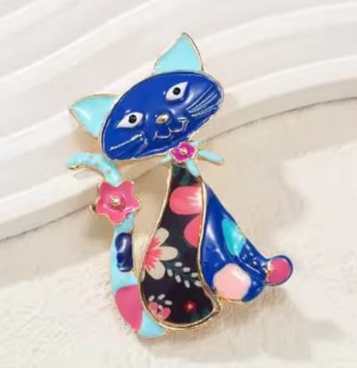 Zelto -Poezen Broche - Katten Broche-sierspeld_pin Dames Broche Heren Broche- Roze-Blauw- Kat- Broches-