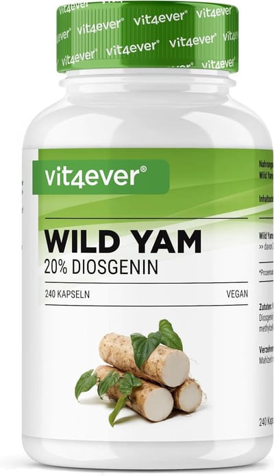 Wild Yam Wortelextract - 240 capsules (4 maanden) - Premium: Originele Mexican Wild Yamswortel - hoge dosering met 880 mg extract (waarvan 176 mg diosgenine) per dagelijkse dosis - laboratorium getest - Vit4ever