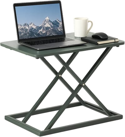 Lomera Bureauverhoger - In Hoogte Verstelbaar - Verstelbare Tafel - Mdf Tafelblad - Metalen Frame - Voorgemonteerd - Geen Montage Nodig - Compact Design - Lichtgewicht Tafel - Ergonomische Werkplek - Verstelbare Hoogtes
