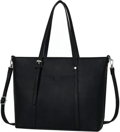 TAN.TOMI Dames Handtassen, Dames Tas Shopper met rits - Schoudertas - Werktas - Schooltas - Zwart
