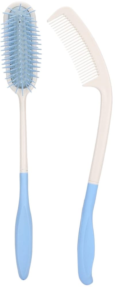 Dailygoods- Haarborstel Ergonomisch - Luchtkussenhaarborstel - Lange Steel - ABS/Siliconen - Blauw/Wit - Nieuw - Kam
