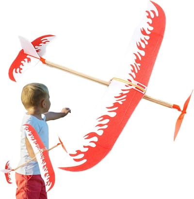 Vliegtuig Speelgoed - Zweefvliegtuig Model - Buiten Spelen - Elastiek Aangedreven - 40 x 10.5 cm - Willekeurig
