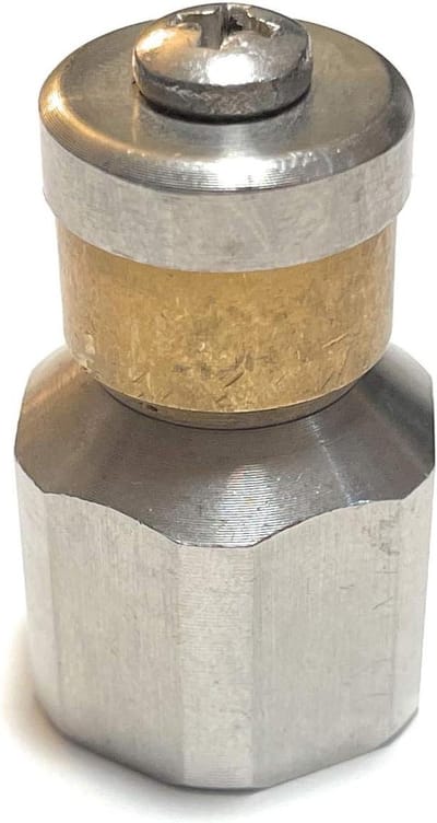 Reinigingssproeier Roterend - Mondstuk Hogedruk - Kanaal Reinigen - 3 Achterwaartse Gaten - 3/8 Inch - Zilver