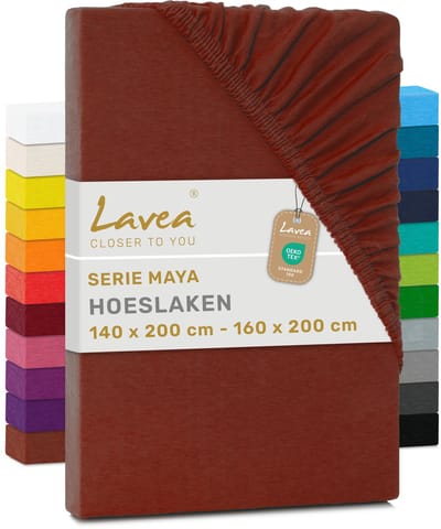 Lavea® Hoeslaken 140x200 cm – 100% Katoen, Zacht en Ademend – Geschikt voor Matrassen tot 20 cm – Jersey met Elastiek Rondom – Kastanjebruin