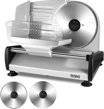 Allessnijder Elektrisch 250 W - Broodsnijmachine met 19 cm Getand en Glad Mes - Verstelbare Snijdikte 0-15 mm, Veiligheidsvergrendeling en Antislip Zuignappen