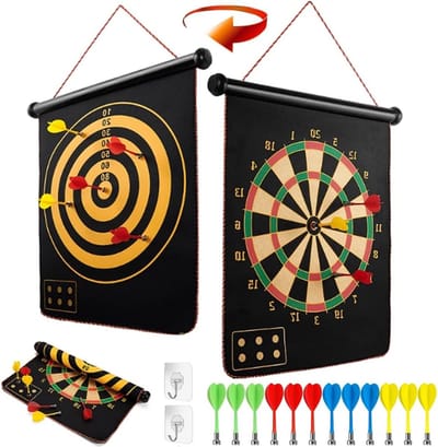 Magnetisch dartbord voor kinderen - dubbelzijdige dartset voor binnen en buiten - veilig speelgoed - cadeau voor jongens en meisjes - 12 dartpijlen - 38 cm Dartbord