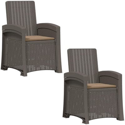 vidaXL - Ligstoel - Rieten - Look - 2 - st - Lichtgrijs - en - Taupe - PP