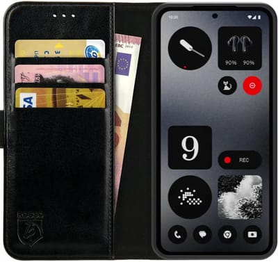 Rosso Element Geschikt voor Nothing CMF Phone 1 | Wallet Book Case | Portemonnee Hoesje | 3 Pasjes | Magneetsluiting | Stand Functie | Zwart