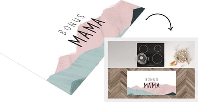 Keukenloper - Loper keuken - Spreuken - Quotes Bonus Mama - Stiefmoeder - Moeder - Moederdag cadeautje - 120x60 cm - Keukenloper vinyl