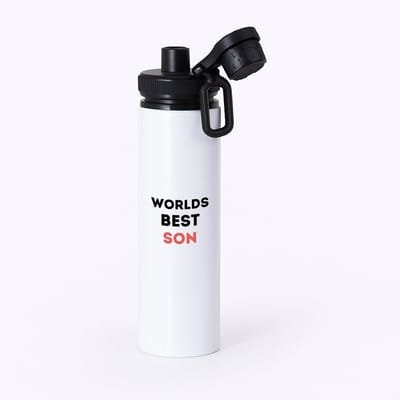 Hacebo® - worlds best son waterfles met draaidop zwart - Zoon - de beste zoon - verjaardagscadeau - verjaardag - cadeau - cadeautje voor zoon - zoon artikelen - kado - geschenk - gift - water fles - 850ML