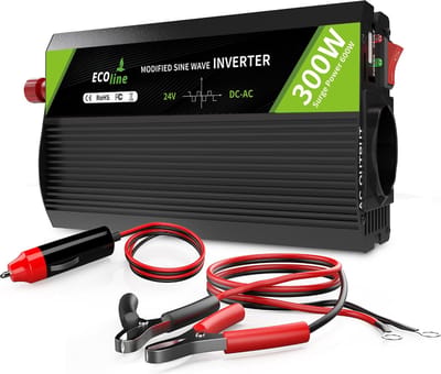 EcoLine - Omvormer 24V Naar 220V/230V sigarettenaanteker - 300w Vermogen 600w piek - Gemodificeerde Sinus - Vrachtwagen omvormer - stopcontact - autolader.
