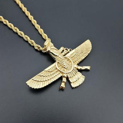 Nieuwe Europese en Amerikaanse Heren Modetrend Perzische Sieraden Zoroastrische Hanger Ketting beige