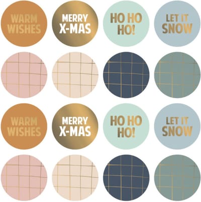 25 x Kerst Cadeaustickers Sluitetiketten | Roze Goud Wit Groen Blauw Oranje | Cadeau Leuk Versieren
