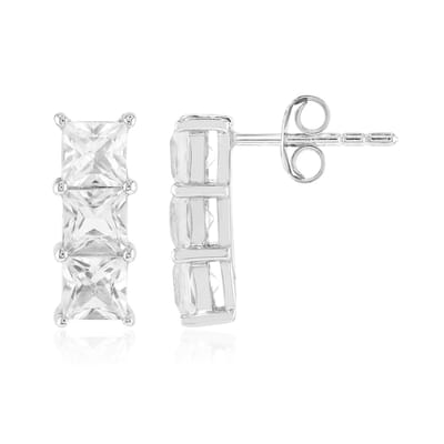 Cavill - Zilveren Oorbellen 925 Sterling Zilver Gerhodineerd - 6 Witte Topaas 2 354 ct - Minimalistisch Elegant - 13 mm Kliksluiting