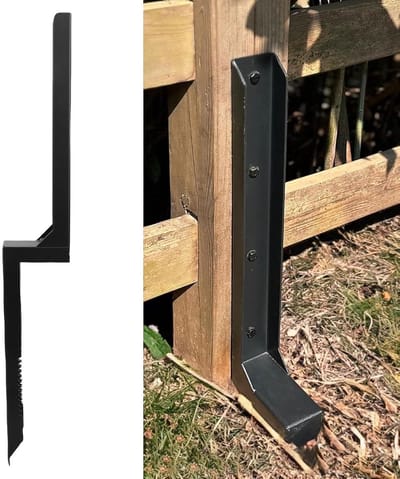 Hekpaal Reparatieset - Paalanker Staal - Hekwerk Verstevigen - Kruisvormige Onderplaat - 86 cm Lengte - Zilver