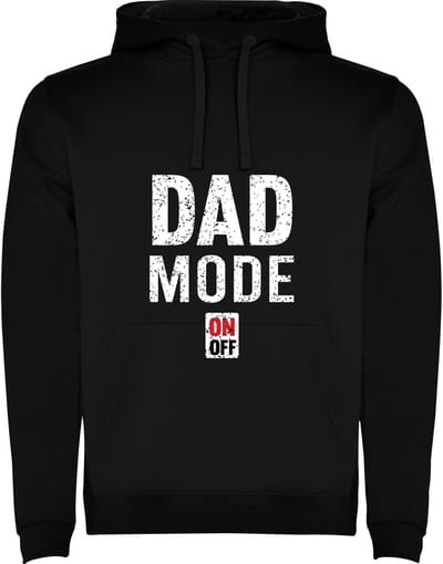 Zwarte Hoodie DAD Mode On / Off - Papa Modus Aan / Uit - Humor Maat M
