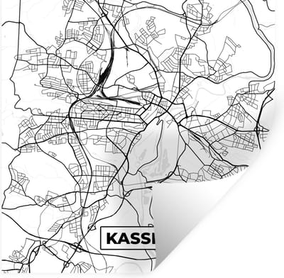 Muurstickers - Sticker Folie - Kassel - Plattegrond - Kaart - STadskaart - 100x100 cm - Plakfolie - Muurstickers Kinderkamer - Zelfklevend Behang XXL - Zelfklevend behangpapier - Stickerfolie