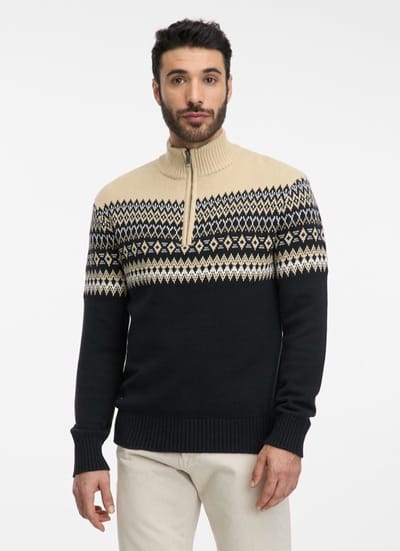 Ragwear - Trui Norwaian zwart print met korte rits - maat M