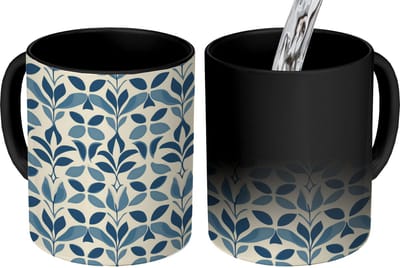 Magische Mok - Foto op Warmte Mokken - Koffiemok - Flora - Modern - Blauw - Magic Mok - Beker - 350 ML - Theemok