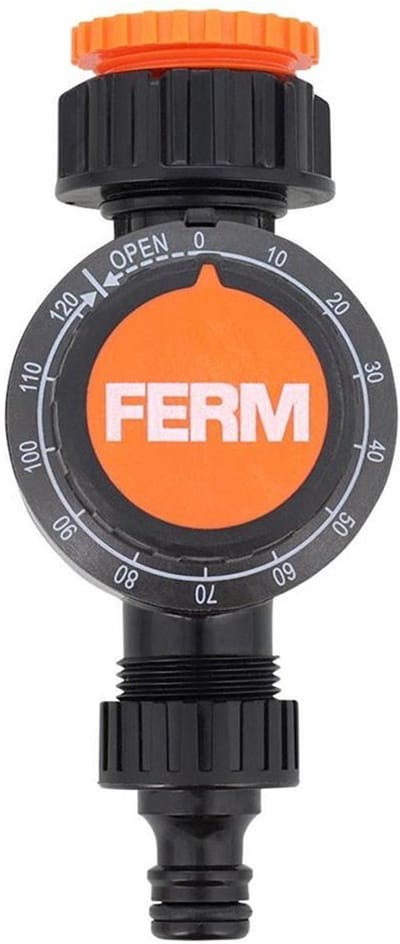 FERM - WTA1001 - Beregeningsklok - Watertimer - Tuinsproeier - Mechanische watertimer - 120 minuten - Sproeitijd - Oranje - Zwart - Sproeier