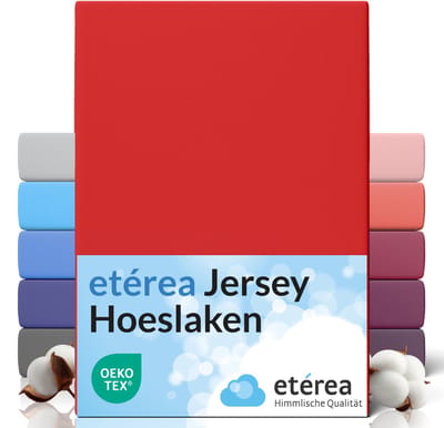 etérea Jersey Hoeslaken 100x200 - 120x200 cm Oekotex Made in Green - 100% katoen - Rood