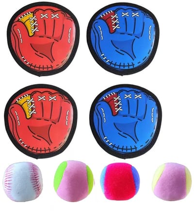 BOTC Klittenband Vangspel - 4 Batjes & 4 Ballen - Gooi- en Vangspel voor 4 Spelers - Buitenspeelgoed voor Kinderen vanaf 3 Jaar