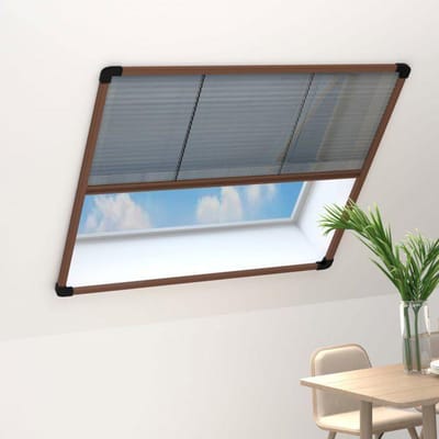 Maison Exclusive - Moustiquaire plissée pour fenêtre Aluminium Marron 120x120 cm