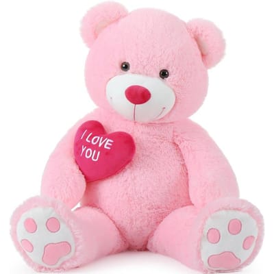 Roze Gigantische Pluche Teddybeer 36 Inch Knuffeldier Geborduurd I Love You voor Vriendin Valentijn Verjaardagscadeau United States white