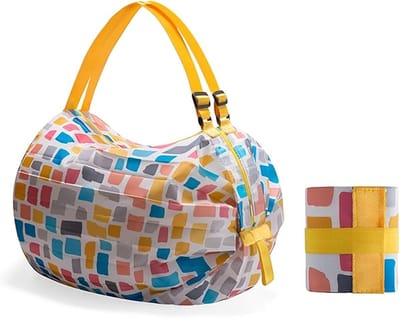Opvouwbare Shoppingtas - Boodschappentas met rits - Boodschappentas opvouwbaar - Extra Sterk & Groot – Milieuvriendelijke Draagtas voor Boodschappen – Reistas met Schouderband – Ruitpatroon - 40X40CM