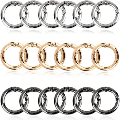 Dailygoods- Karabijnhaak 18 Stuks - Ronde Karabijnhaken - Klikveergesp - Zinklegering - Duurzaam - Binnendiameter 20 mm - Sleutelhanger