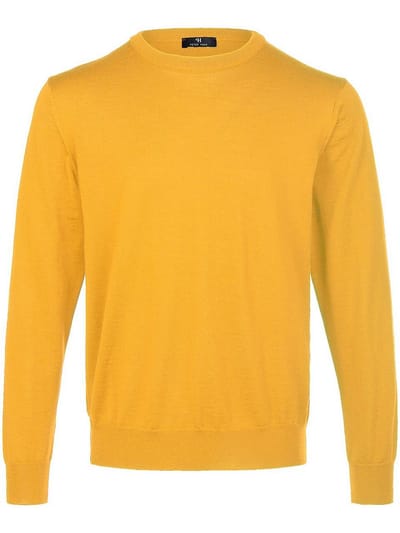 Trui 100% scheerwol ronde hals Van Peter Hahn geel