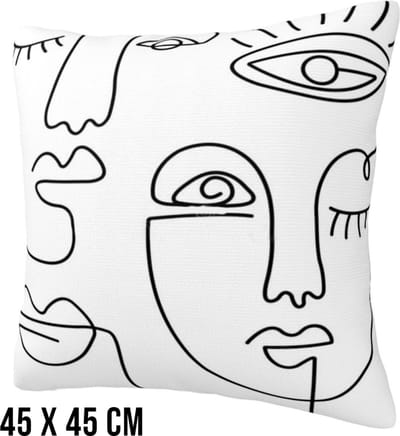 Allernieuwste® Kussen Abstracte Gezichten - Minimalistische Kussenhoes Polyester Peach Skin Perzikhuid - Kussenovertrek - Kleur 45 x 45 cm