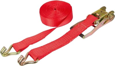 Sjorband 2-delig - Spanband Ratelband - Vastzetten van lading - PU-coating UV-bescherming - 50 mm x 8 m - Rood